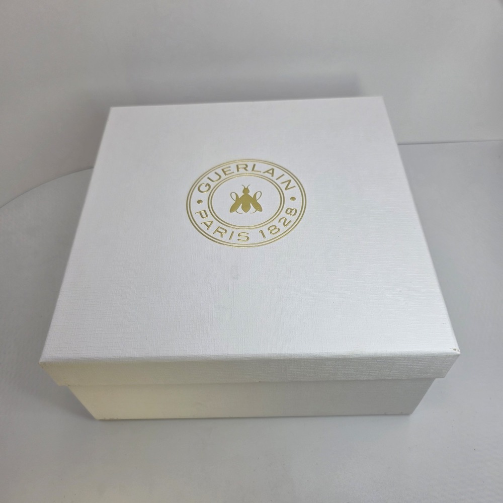 Guerlain Paris 1828 Empty Gift Box Set Bee Logo Ribbon Tissue‎ Sticker 9x9x4.5